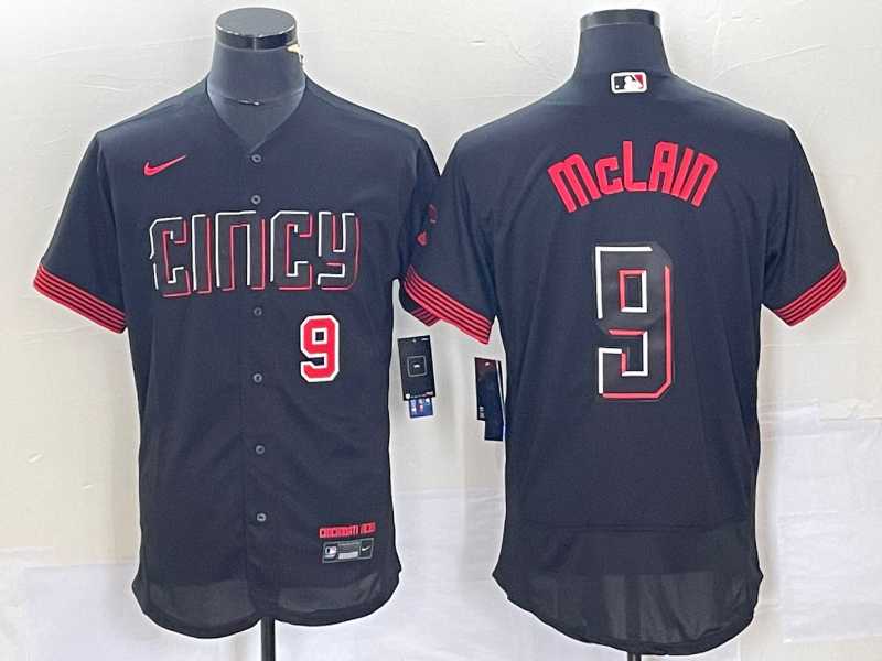 Men%27s Cincinnati Reds #9 Matt McLain Number Black 2023 City Connect Flex Base Stitched Jersey